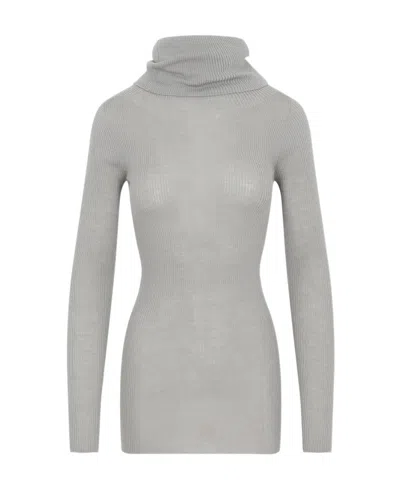Rick Owens Roll-neck Virgin Wool Jumper In Gray