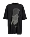 Rick Owens Ron Jumbo Embroidered Cotton T-shirt In Black