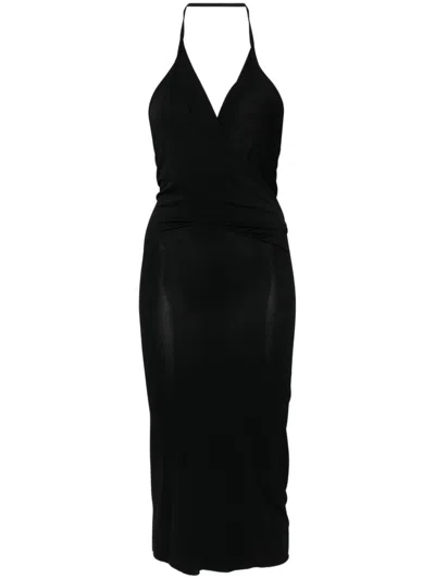 Rick Owens Rose Cowl-effect Midi Dress In Black