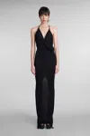 Rick Owens Rose Gown Dress In Black Viscose In Black