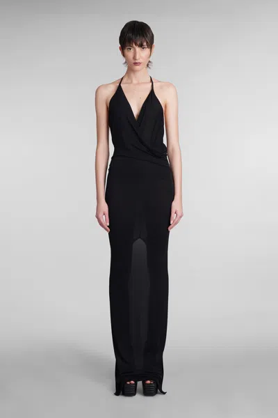 Rick Owens Rose Gown Dress In Black Viscose In 09 Black