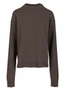 Rick Owens Roud Neck Knit Recycled Cachemire Knitwear Brown In Brown