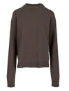 Rick Owens Roud Neck Knit Recycled Cachemire Knitwear Brown In Brown