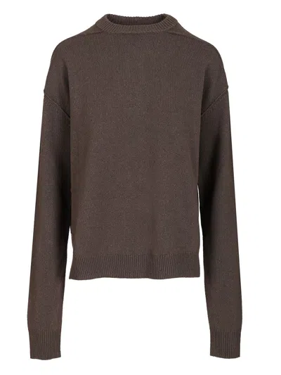 Rick Owens Roud Neck Knit Recycled Cachemire Knitwear Brown