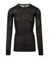 Rick Owens Round Collar And Long-sleeved T-shirt In Black