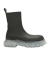 Rick Owens Dark Green Tractor Ankle Boots With Elastic Gussets In Black