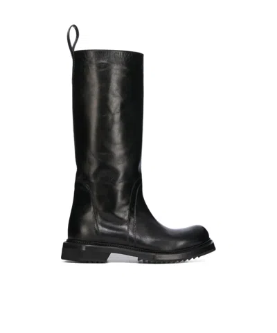 Rick Owens Round-head Boots In Black