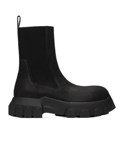 Rick Owens Round Head Chelsea Boots In Black