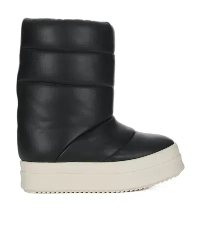 Rick Owens Round Head Middle Boots In Black