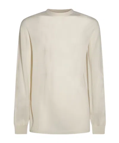 Rick Owens Round-neck And Long-sleeved Sweater In White