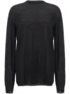 Rick Owens Black Oversized Crewneck Top In Semi Sheer Knit Man In Black