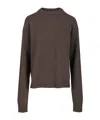 Rick Owens Roud Neck Knit Recycled Cachemire Knitwear Brown