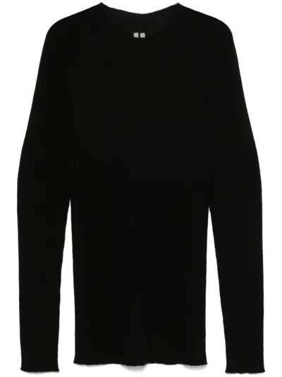 Rick Owens Round-neck Ribbed Sweater In Black