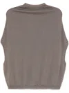 Rick Owens Round Neck Sleeveless Vest In Brown