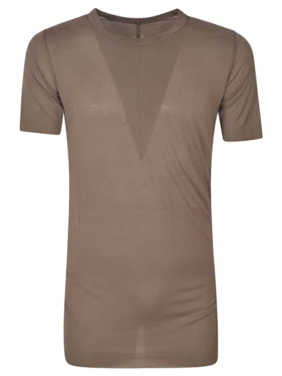 Rick Owens Round Neck Slim T-shirt In Polvere