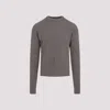 Rick Owens Gray Hollywood Round Neck Sweater In Dust