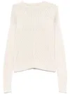 Rick Owens Textured Knit Sweater With Extra-long Sleeves And Straight Hem In White