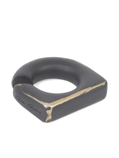 Rick Owens Round Prong Ear Cuff In Black