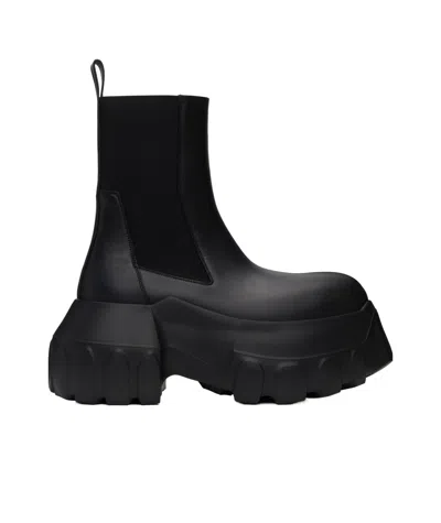 Rick Owens Round Toe Ankle Boots In Black