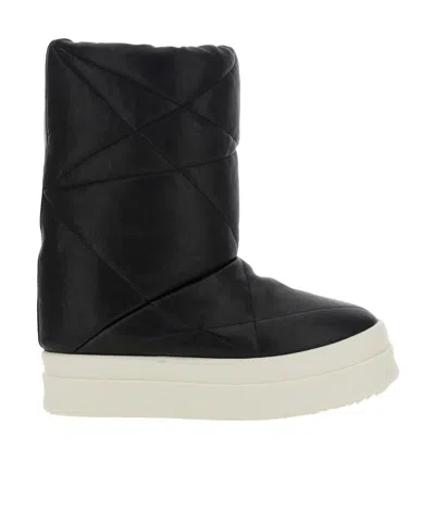 Rick Owens Round Toe Ankle Boots In Black