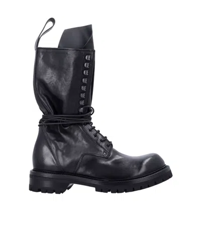 Rick Owens Round Toe Ankle Boots In Black
