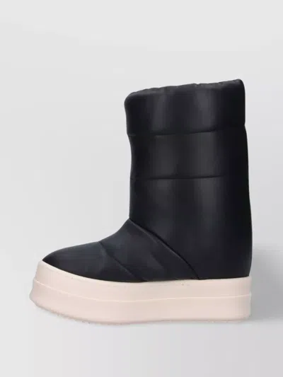 Rick Owens Round Toe Ankle Boots With Contrast Sole In Black