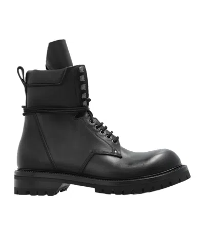 Rick Owens Round Toe Boots In Black