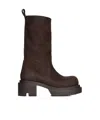 Rick Owens Round Toe Boots In Brown