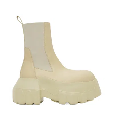Rick Owens Beige Hollywood Beatle Mega Tractor Chelsea Boots In 81 Parchment