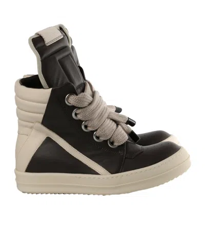 Rick Owens Round Toe High Top Casual Shoes In Brown