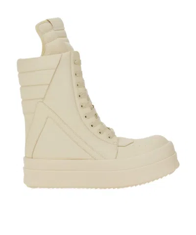 Rick Owens Round Toe High Top Casual Shoes In Neutral