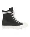 Rick Owens Black High Top Sneakers With Oversized Laces In Leather In Black