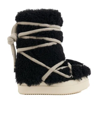 Rick Owens Round Toe Short Boots In Black