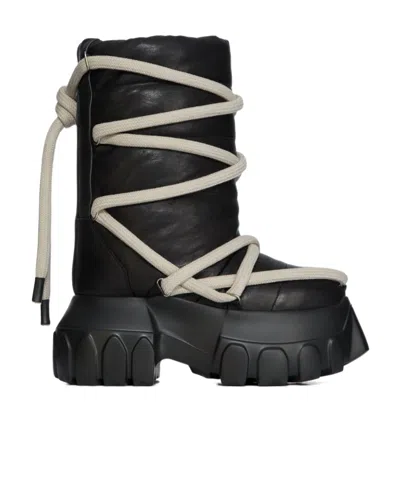 Rick Owens Round-toed Ankle Boots In Black