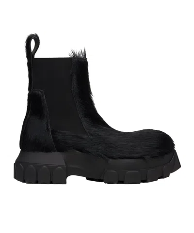 Rick Owens Round-toed Ankle Boots In Blue