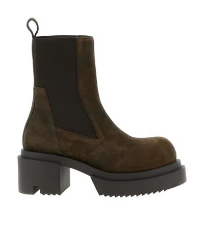 Rick Owens Round-toed Ankle Boots In Brown