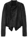 Rick Owens Low Neck Biker Jacket In Black  