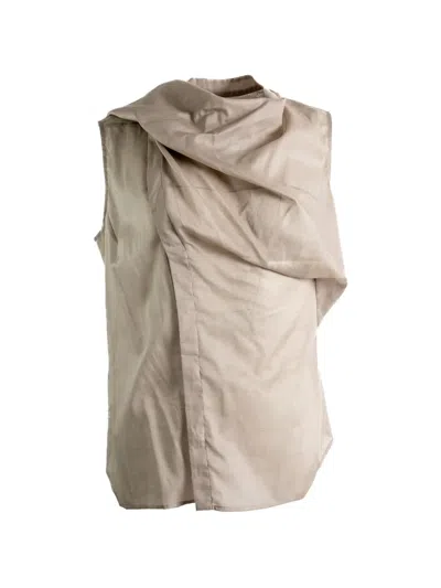 Rick Owens Draped Sleeveless Shirt In Neutral