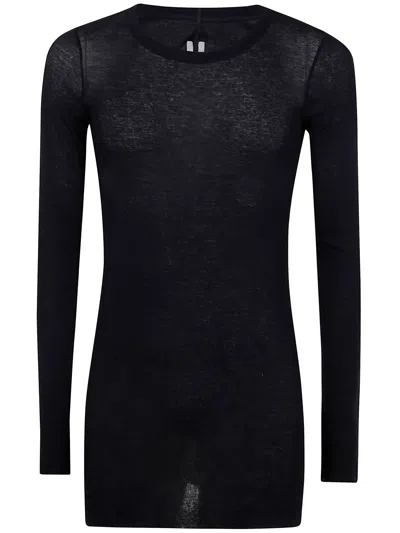 RICK OWENS RIB LONG SLEEVES T-SHIRT,RU01E5250.MR 09 BLACK