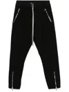 Rick Owens Black Drop-crotched Track Pants With Drawstring In Stretch Cotton Man In Black