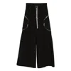 Rick Owens Heizer Belas Wide-leg Cotton-blend Poplin Drawstring Cargo Trousers In Black