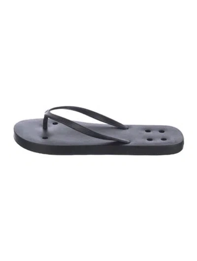 Pre-owned Rick Owens Rubber Cutout Accent Flip Flops In Black
