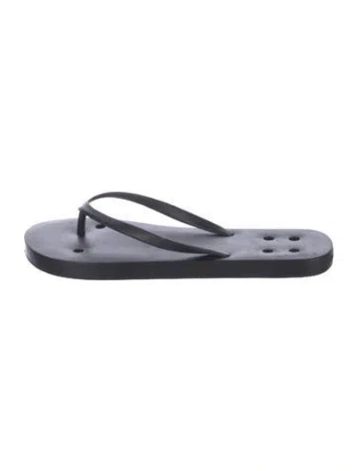 Pre-owned Rick Owens Rubber Cutout Accent Flip Flops In Black