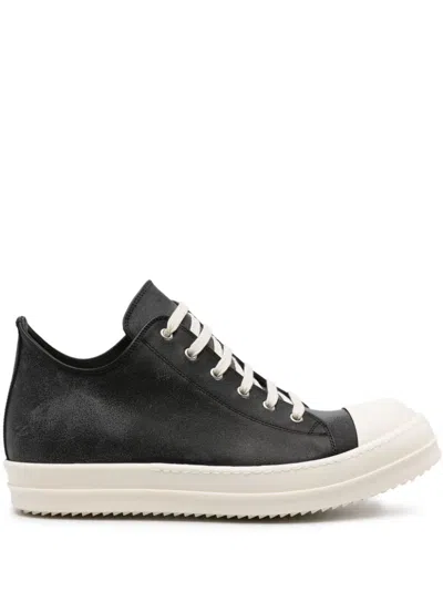 Rick Owens Rubber-toecap Leather Sneakers In Black