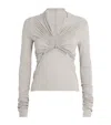 Rick Owens Draped-neck Long-sleeve T-shirt In White
