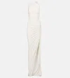Rick Owens Ruched Asymmetric Crêpe Jersey Gown In White