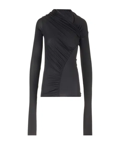 Rick Owens Ruched Asymmetric T-shirt