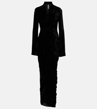 Rick Owens Ruched Gown In Black