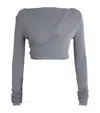Rick Owens Ruched Jade Crop Top In Grey