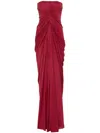 RICK OWENS RED RUCHED MAXI DRESS